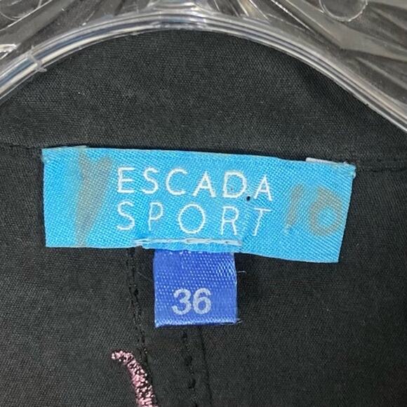 Vintage ESCADA SPORT Blazer Jacket 36~S SILK Black/Grey Pink-Embroidery-Peacock - Picture 3 of 16